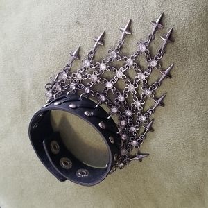 Leather and Metal Mesh Bracelet